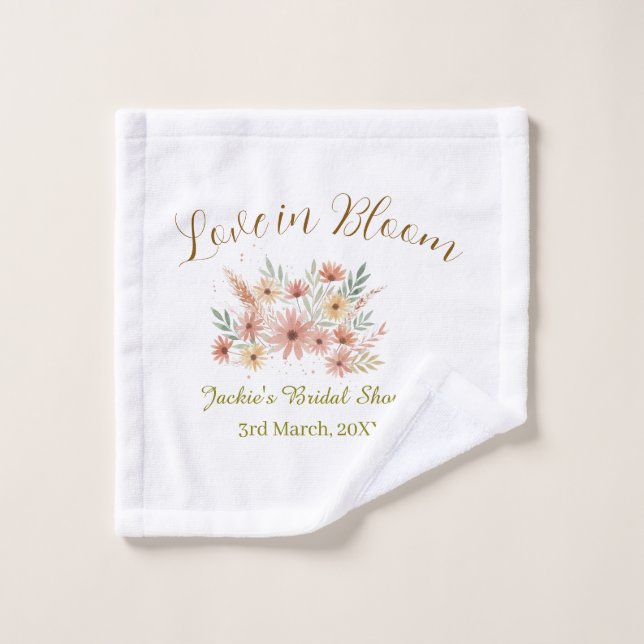 Orange boho love in Bloom bridal shower name retro (Gant de toilette)