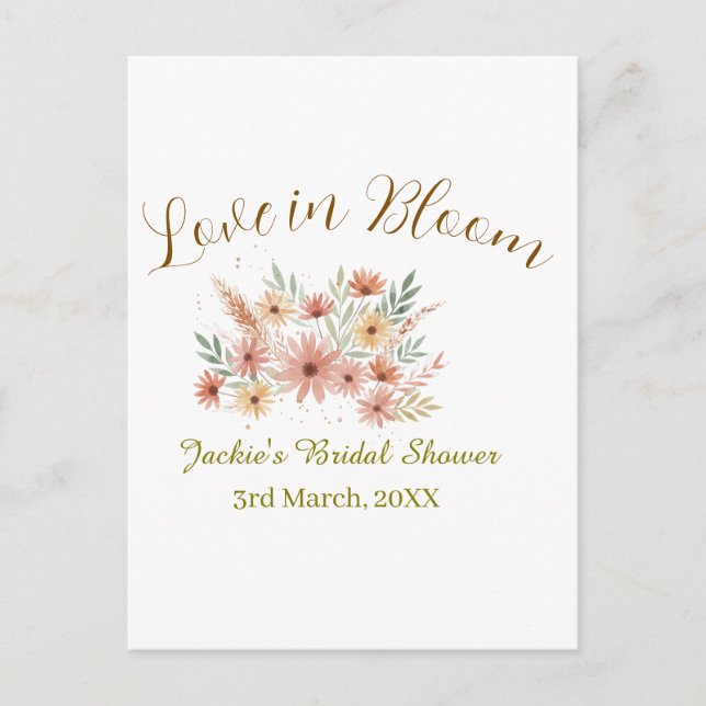 Orange boho love in Bloom bridal shower name retro Postkarte (Vorderseite)