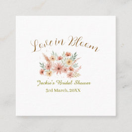 Orange boho love in Bloom bridal shower name retro Quadratische Visitenkarte