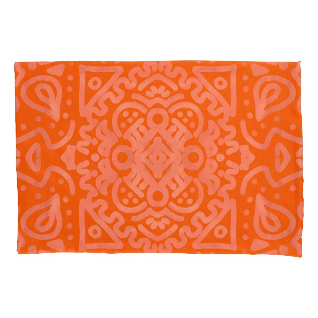 Orange-Boho-Muster Kissenbezug (Vorderseite)