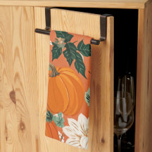 Orange Boho Pumpkin Autumn Floral Pattern