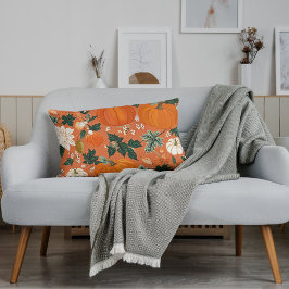 Orange Boho Pumpkin Autumn Floral Pattern Lendenkissen