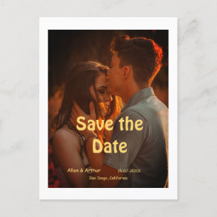 orange boho Save the Date QR Website-Namen phot hi Postkarte