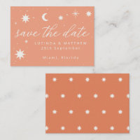 Orange Boho Starry Wedding Save the Date Card