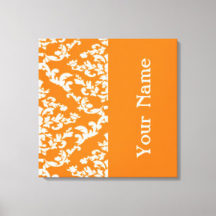Orange Bold Damask mit Namen @ Emporiomoffa Leinwanddruck