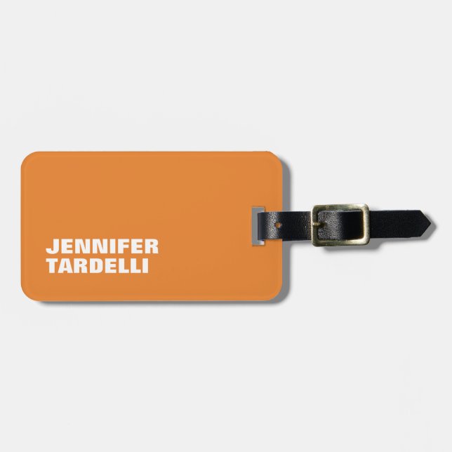 Orange Bold Minimalistisch Modern Elegant Beruflic Gepäckanhänger (Vorderseite horizontal)
