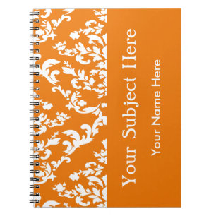 Orange Bold Mod Damask mit benutzerdefiniertem Tex Notizblock