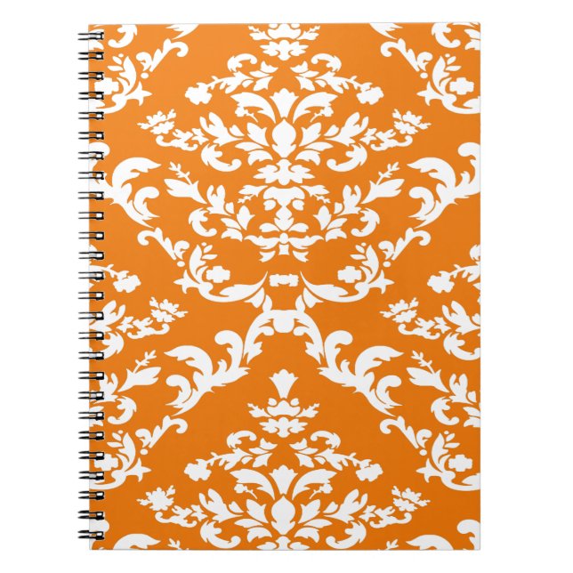 Orange Bold Mod Damask Notizblock (Vorderseite)
