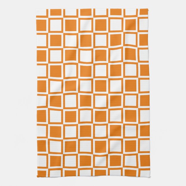 Orange Bold Mod Squares Geschirrtuch (Vertikal)