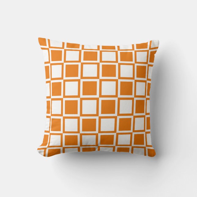 Orange Bold Mod Squares Kissen (Vorderseite)