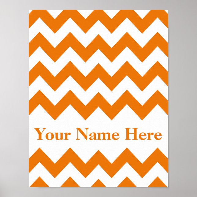 Orange Bold Zickzack mit Monogramm Poster (Vorne)