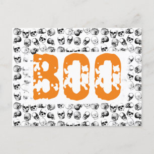 Orange Boo Halloween Spooky Skull Pattern Feiertagspostkarte