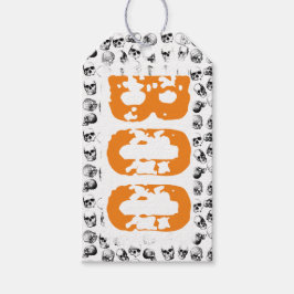 Orange Boo Halloween Spooky Skull Pattern Geschenkanhänger