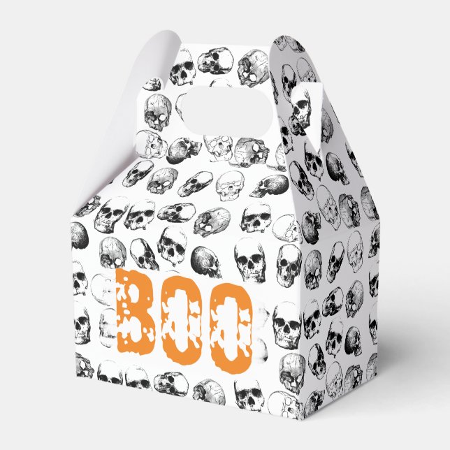 Orange Boo Halloween Spooky Skull Pattern Geschenkschachtel (Vorderseite)