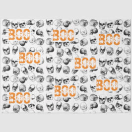 Orange Boo Halloween Spooky Skull Pattern Seidenpapier