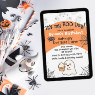 Orange Boo Tag Geburtstag Einladung