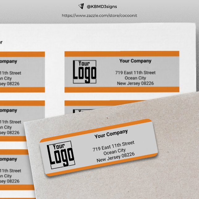 Orange Border Logo Company Grau Rücksendeadresse (Orange Border Logo Company Gray Return Address Label)