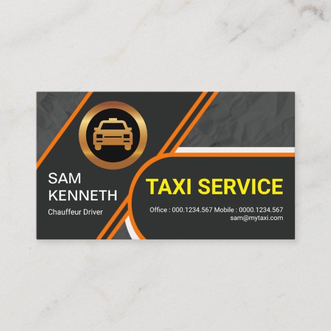Orange Border Transport Routes Taxi Fahrer Visitenkarte (Vorderseite)