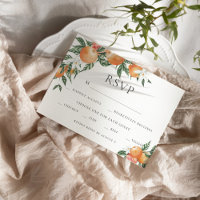 Orange Botanical Citrus Modern Wedding RSVP