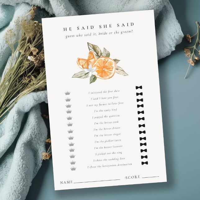 Orange Botanical Er sagte, Brautparty Game (Von Creator hochgeladen)