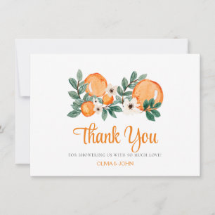 Orange Botanique Floral Carte de remerciements