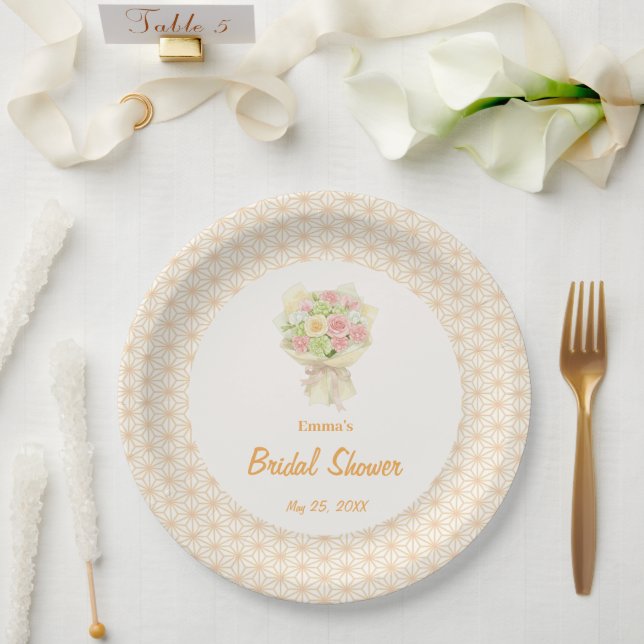orange bouquet Bridal Shower Pappteller (Hochzeit)
