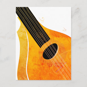 Orange Bouzouki Art Musical Instrument Postkarte