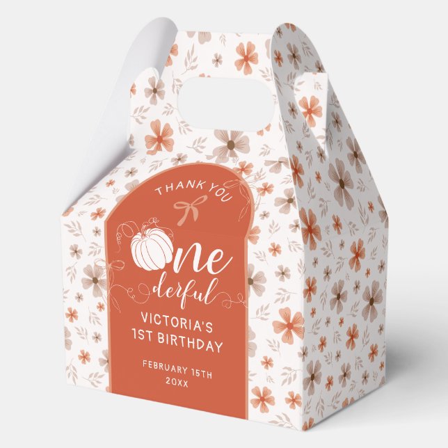 ORANGE BOW & ARCH FALL PUMPKIN FLOWERS BIRTHDAY GESCHENKSCHACHTEL (Vorderseite)