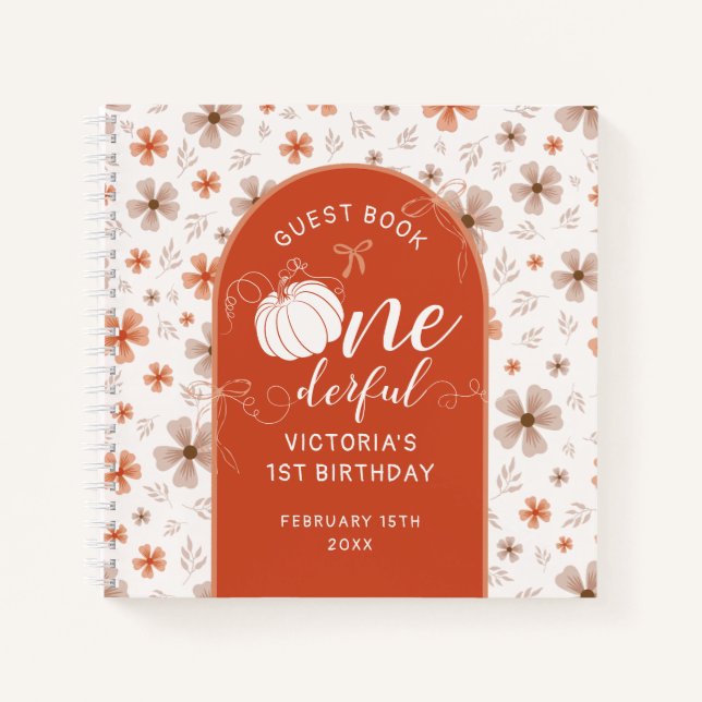 ORANGE BOW & ARCH FALL PUMPKIN FLOWERS BIRTHDAY NOTIZBUCH (Vorderseite)