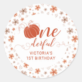 ORANGE BOW & ARCH FALL PUMPKIN FLOWERS BIRTHDAY RUNDER AUFKLEBER