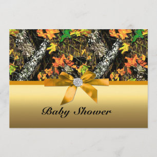 Orange Bow Camo Invitation du Baby shower