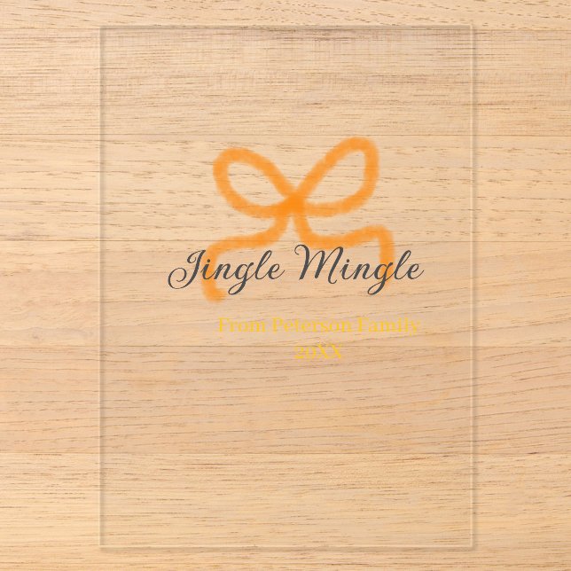Orange bow jingle Mingle retro boho family namdate Acryleinladungen (Vorderseite)