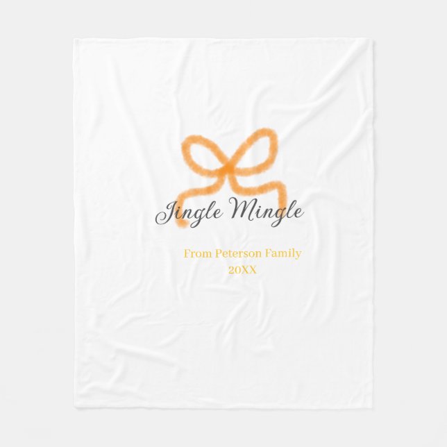 Orange bow jingle Mingle retro boho family namdate Fleecedecke (Vorderseite)