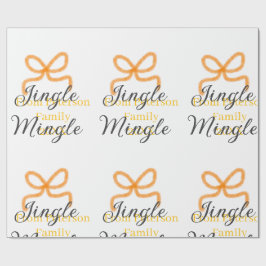 Orange bow jingle Mingle retro boho family namdate Geschenkpapier