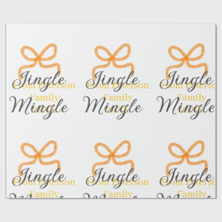 Orange bow jingle Mingle retro boho family namdate Geschenkpapier