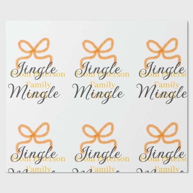 Orange bow jingle Mingle retro boho family namdate Geschenkpapier (Flach)