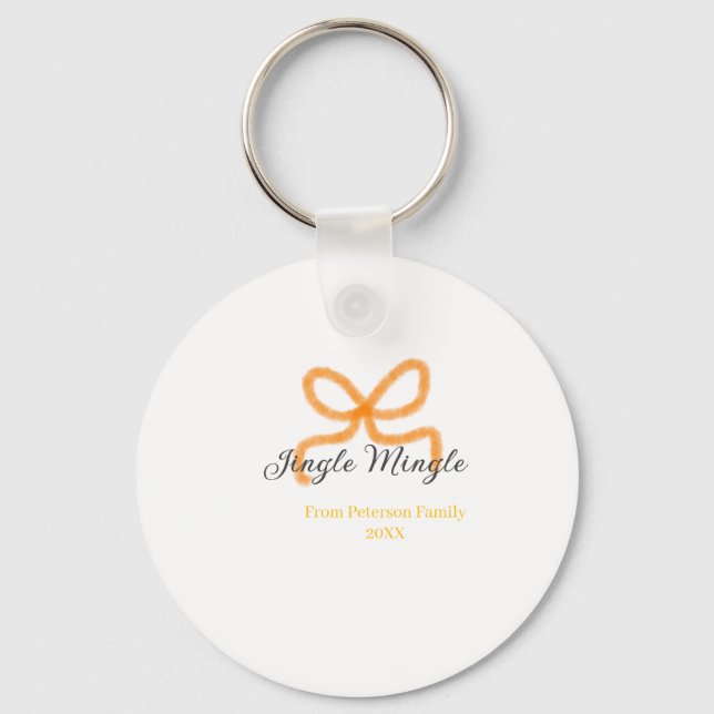 Orange bow jingle Mingle retro boho family namdate Schlüsselanhänger (Vorderseite)