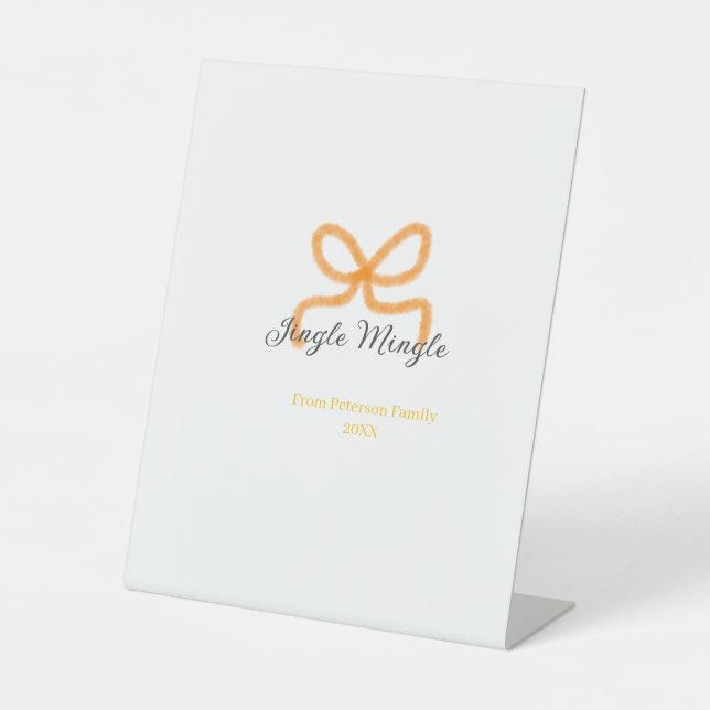 Orange bow jingle Mingle retro boho family namdate Sockelschild (Vorderseite)