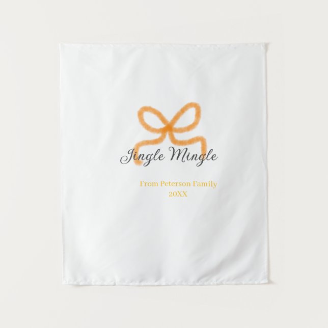 Orange bow jingle Mingle retro boho family namdate Wandteppich (Vorderseite)