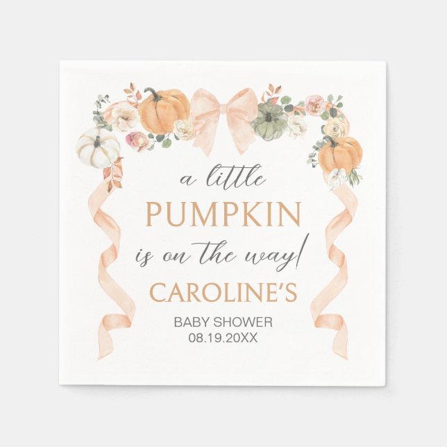 Orange Bow Pumpkin Baby Dusche Serviette (Vorderseite)