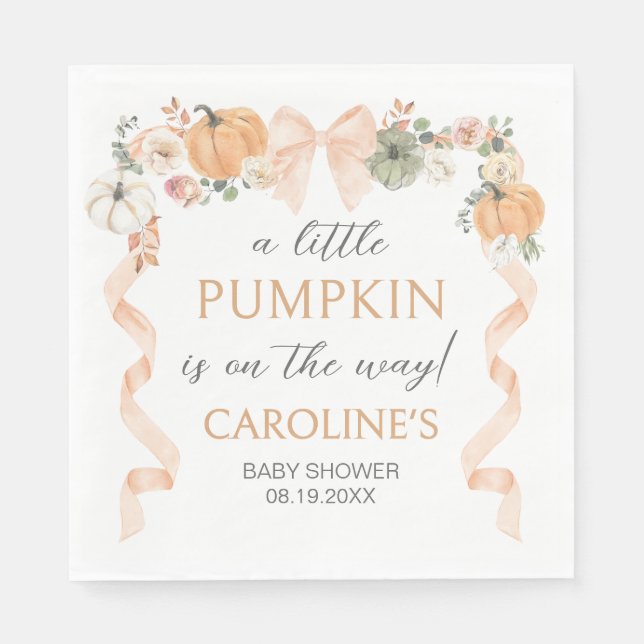 Orange Bow Pumpkin Baby Dusche Serviette (Vorderseite)