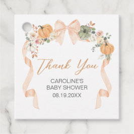 Orange Bow Pumpkin Baby Dusche Square Geschenkanhänger