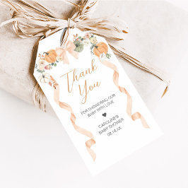 Orange Bow Pumpkin Baby Shower Fevor Tags Geschenkanhänger