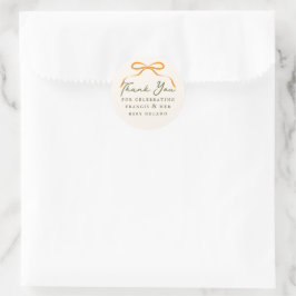 Orange Bow Simple Thank You Runder Aufkleber