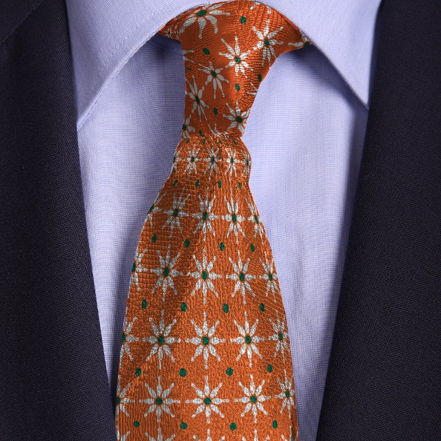 Orange Bowling Button Blume Pattern Krawatte (Von Creator hochgeladen)