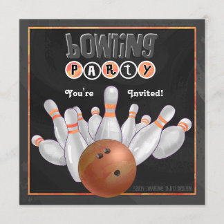Orange Bowling Party Einladung