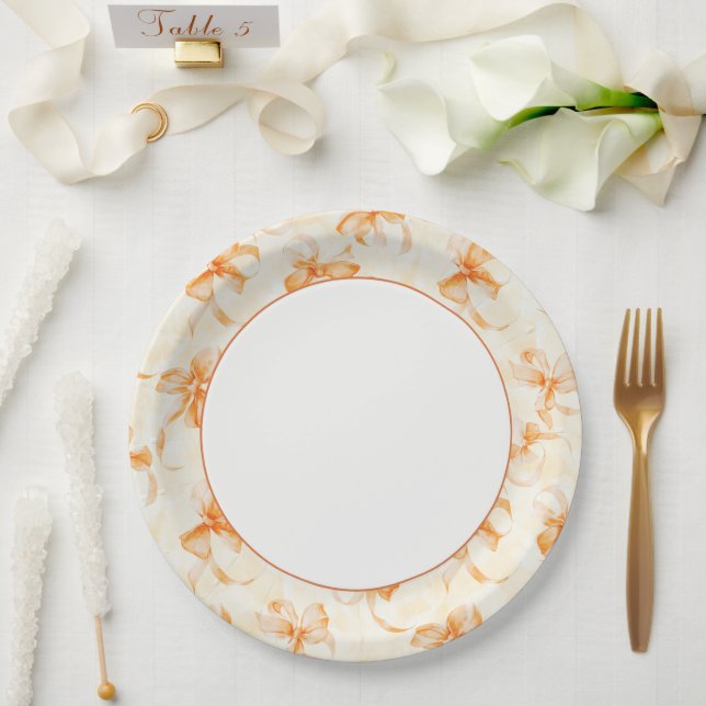 Orange Bows Junggesellinnen-Abschied Pappteller (Hochzeit)