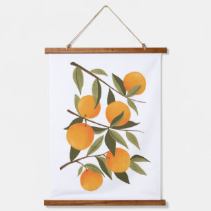 Orange Branch Botanical Citrus Wohngestaltung Wandteppich Mit Holzrahmen