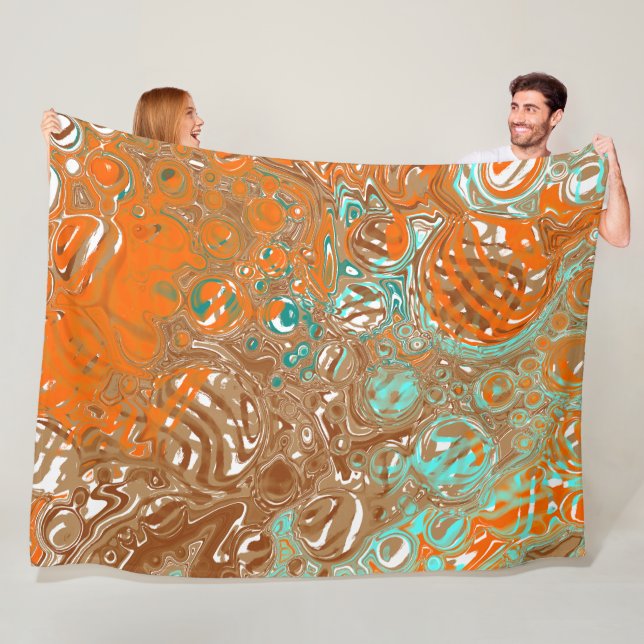 Orange, Braun, Aquamarin und türkisfarben Abstrakt Fleecedecke (Beispiel)
