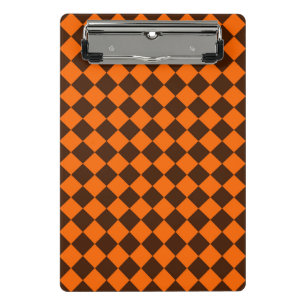 Orange-Braun-Diamant-Schachbrettmuster Mini Klemmbrett